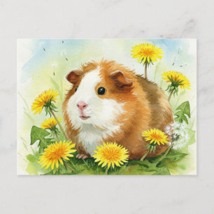 Niedliche Guinea Schwein mit Leuchten Postkarte