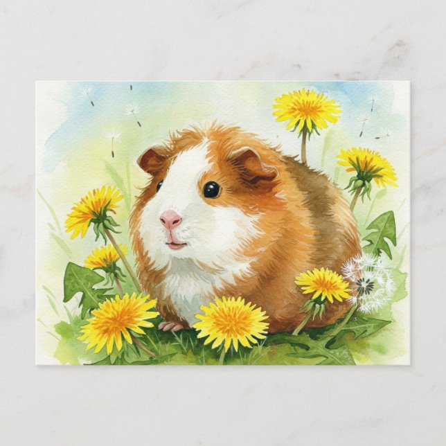 Niedliche Guinea Schwein mit Leuchten Postkarte (Vorderseite)
