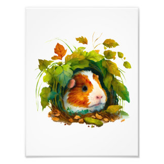 Niedliche Guinea Schwein Verstecken in den Busen Fotodruck