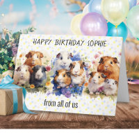 Niedliche Guinea Schweine glücklich zum Geburtstag
