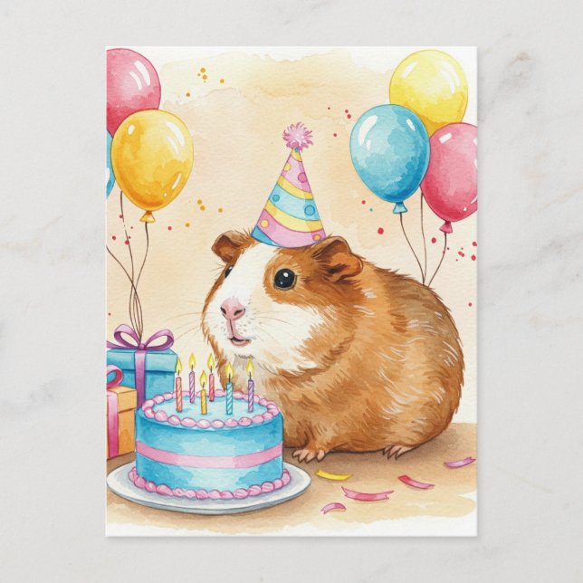 Niedliche Guinea Schweine Happy Birthday Postkarte (Vorderseite)