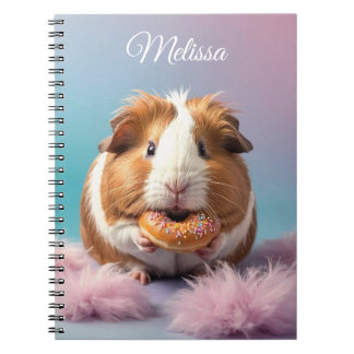 Niedliche Guinea Schweinefleisch mit Donut Pastell Notizblock