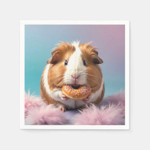Niedliche Guinea Schweinefleisch mit Donut Pastell Serviette