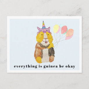 Niedliche Guinea Schweinefleisch und Balloons Ok Postkarte