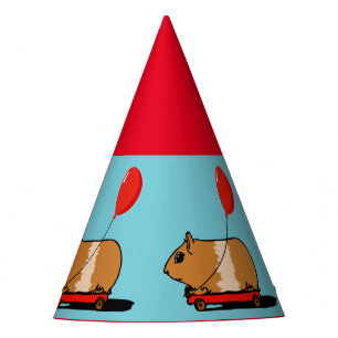 Niedliche Guinea Schweinereien mit einem Cart-Part Partyhütchen