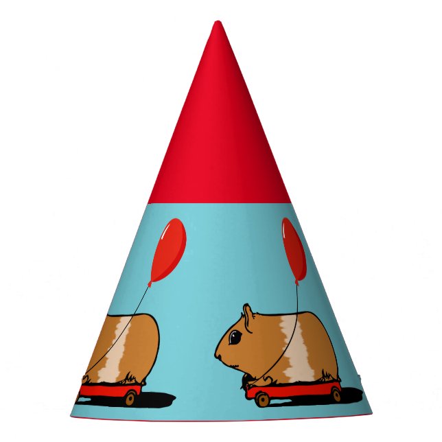 Niedliche Guinea Schweinereien mit einem Cart-Part Partyhütchen (Vorderseite)