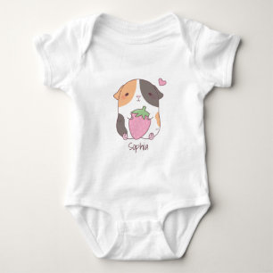 Niedliche Guinea Schweineschugge Erdbeere Doodle Baby Strampler
