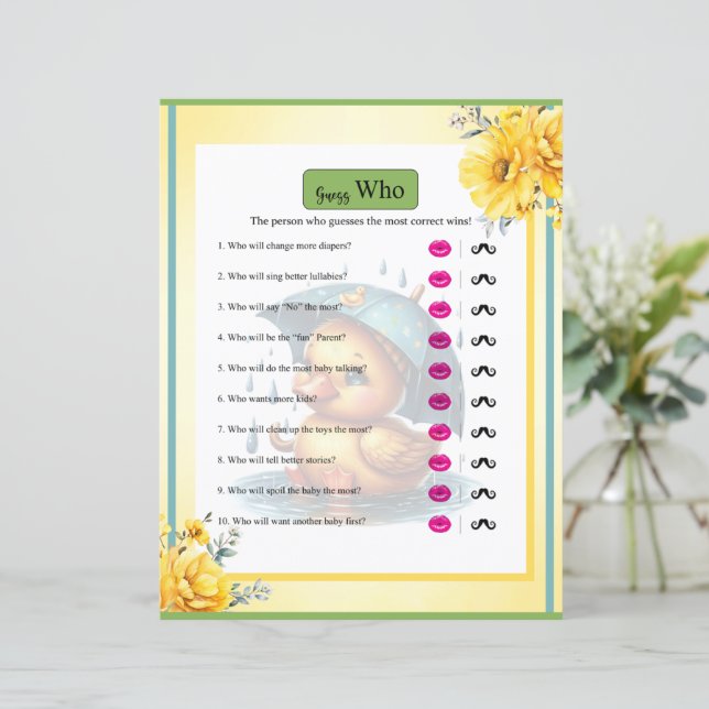 Niedliche Gummi Duck Baby Duck Raten Sie, wer Game (Stehend Vorderseite)