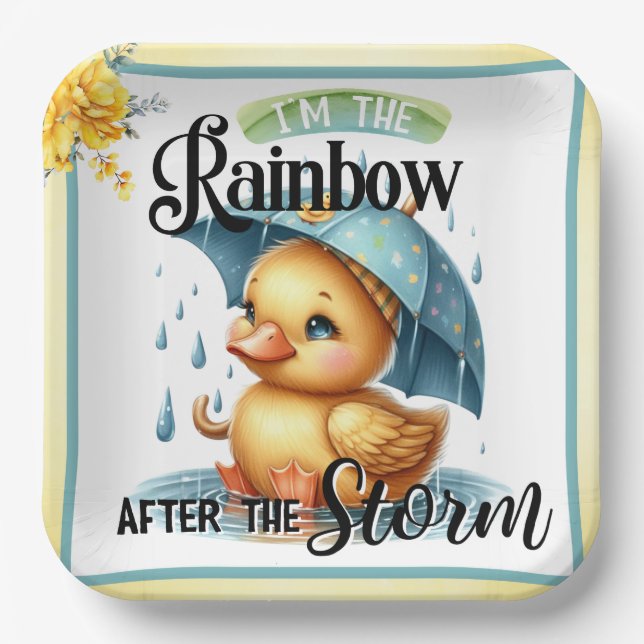 Niedliche Gummi Duck Babydusche Pappteller (Vorderseite)