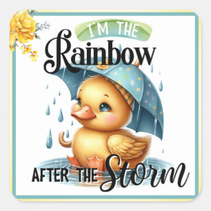 Niedliche Gummi Duck Babydusche Quadratischer Aufkleber