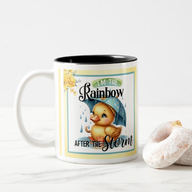 Niedliche Gummi Duck Babydusche Zweifarbige Tasse (Mit Donut)