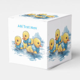 Niedliche Gummiente in blauer Kleidung Geschenkschachtel