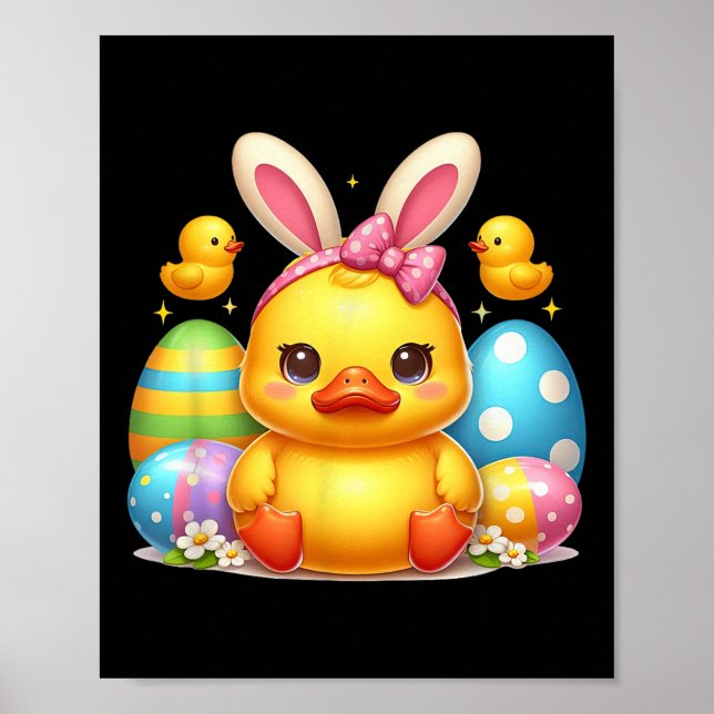 Niedliche Gummifaust Duckling Bunny Headband Funny Poster (Vorne)