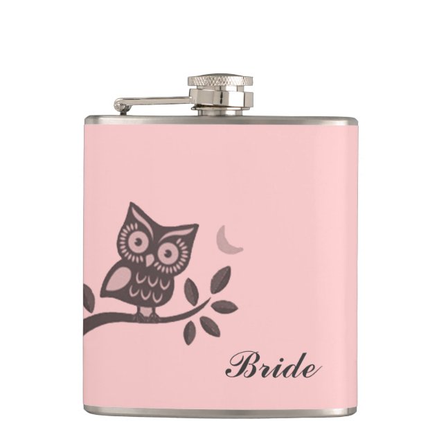 Niedliche gürtelförmige Eule /wählen Sie Hintergru Flachmann (Vorderseite)