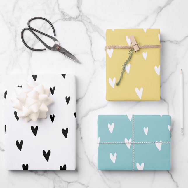 Niedliche gürtelförmige Herzstruktur Geschenkpapier Set (Vorderseite)