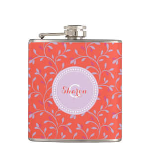 Niedliche gürtelpastellfarbene lila Blumenmuster  Flachmann