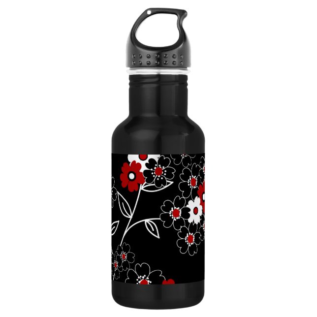 Niedliche, gürtnäckig Vintage handgezeichnete Blum Edelstahlflasche (Vorderseite)