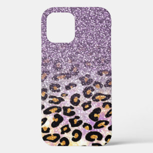 Niedliche, gürtnäckige lila Imitate Glitzer Leopar Case-Mate iPhone Hülle