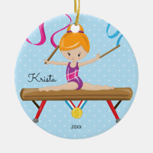 Niedliche Gymnast-Gymnastik-Weihnachtsverzierung Keramikornament