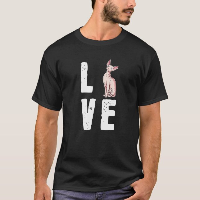Niedliche haarlose Cat Liebe Meine Sphynx T-Shirt (Vorderseite)
