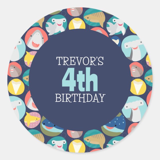 Niedliche Haiarten Runder Aufkleber (Vorderseite)