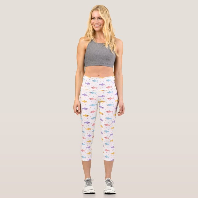 Niedliche Haie Capri Leggings (Vorderseite)