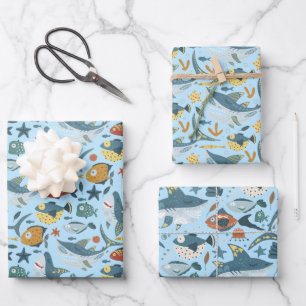 Niedliche Haie Geburtstagsjunge Party Dekorationen Geschenkpapier Set