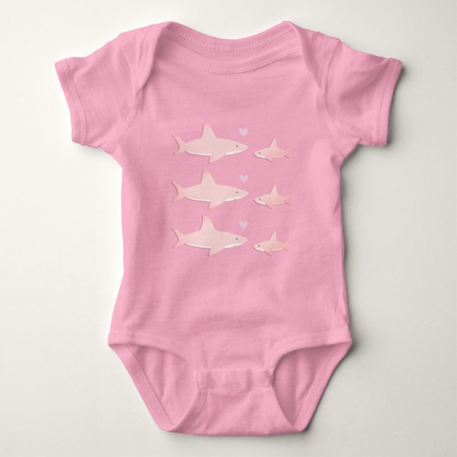 Niedliche Haie rosa | Baby Bodysuit Strampler (Vorderseite)
