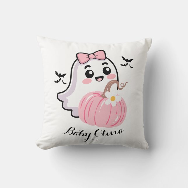 niedliche Halbdecke, Geist rosa Bogen Kürbis Kissen (Vorderseite)