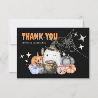 Niedliche Halloween Baby Shower Pumpkin Little Boo Dankeskarte