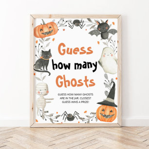 Niedliche Halloween-Babydusche schätzt wie viele G Poster
