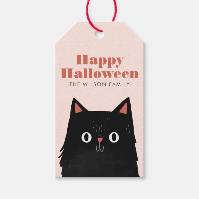 Niedliche Halloween Black Cat Spooky Geschenkanhänger (Vorderseite)