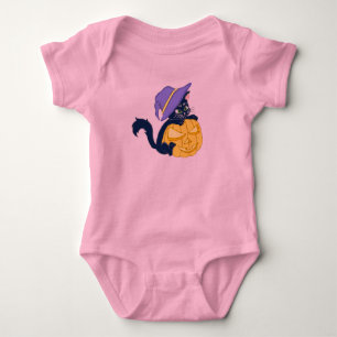 Niedliche Halloween Black Cat und Pumpkin Baby Strampler
