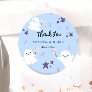 Niedliche Halloween Blue Boy Baby Dusche Runder Aufkleber