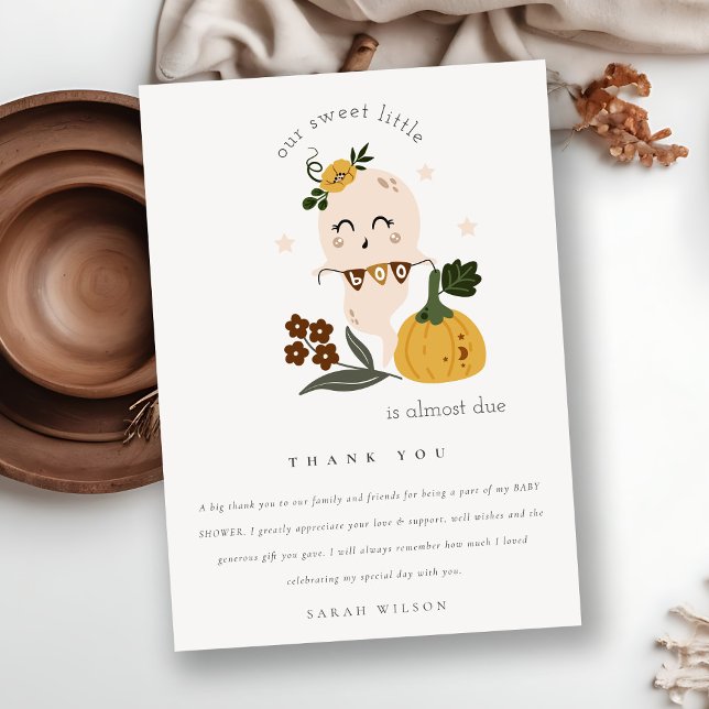 Niedliche Halloween Blue Ghost Little Boo Baby Dus Dankeskarte (Von Creator hochgeladen)