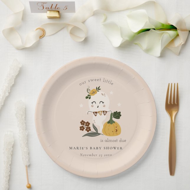 Niedliche Halloween Blush Ghost Little Boo Baby Du Pappteller (Hochzeit)