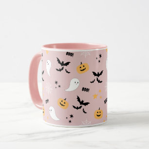 Niedliche Halloween-Boom-Rosa-Teller Tasse