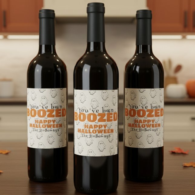 Niedliche Halloween-Bootmarke Weinetikett (Bring the Halloween spirit with this "We've been Boozed" gift tag!)