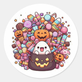 Niedliche Halloween-Bucketsticker Kawaii Ghost Runder Aufkleber