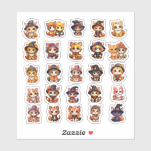 Niedliche Halloween-Cat-Aufkleber, Wertpackung,25 Aufkleber