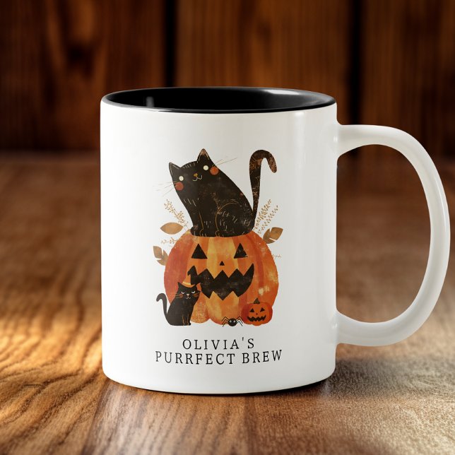 Niedliche Halloween Cat Custom Zweifarbige Tasse (Von Creator hochgeladen)