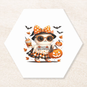 Niedliche Halloween Cat � Kawaii Hexe Kitty mit Pu Untersetzer