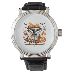 Niedliche Halloween Cat - Kawaii Hexenkätzchen mit Armbanduhr