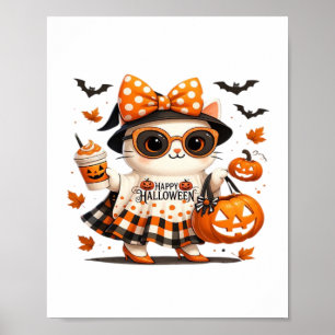 Niedliche Halloween Cat - Kawaii Hexenkätzchen mit Poster