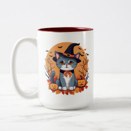 Niedliche Halloween Cat Large Zweifarbige Tasse