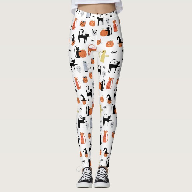Niedliche Halloween Cat Spooky Leggings (Vorderseite)