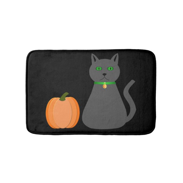 Niedliche Halloween Cat und Pumpkin Badematte (Vorderseite)