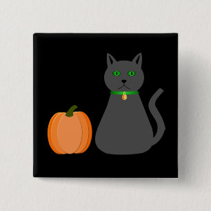 Niedliche Halloween Cat und Pumpkin Button