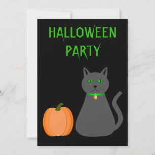 Niedliche Halloween Cat und Pumpkin Custom Einladung