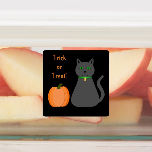Niedliche Halloween Cat und Pumpkin Custom Etiketten (Befestigt)